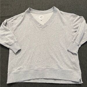 Aerie women’s light heather Gray V-Neck Sweatshirt oversized style size Small